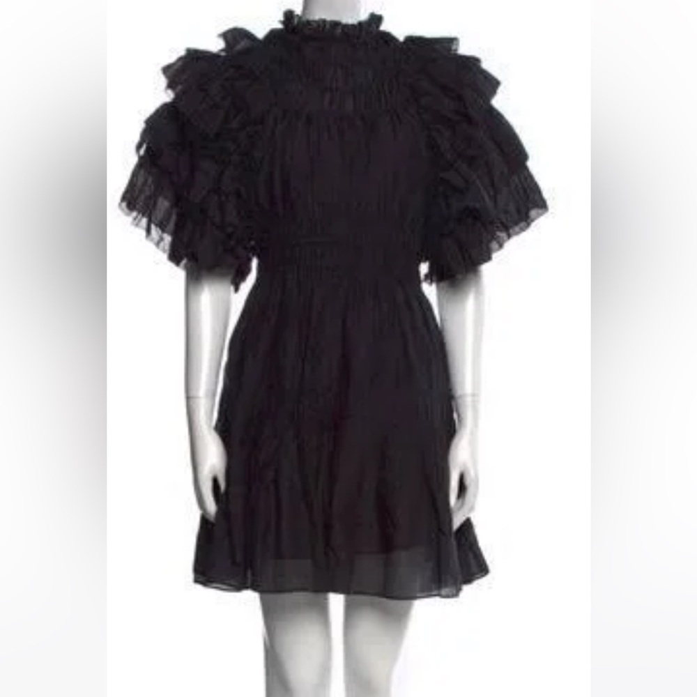 Magali Pascal Elegant Black Ruffled Dress